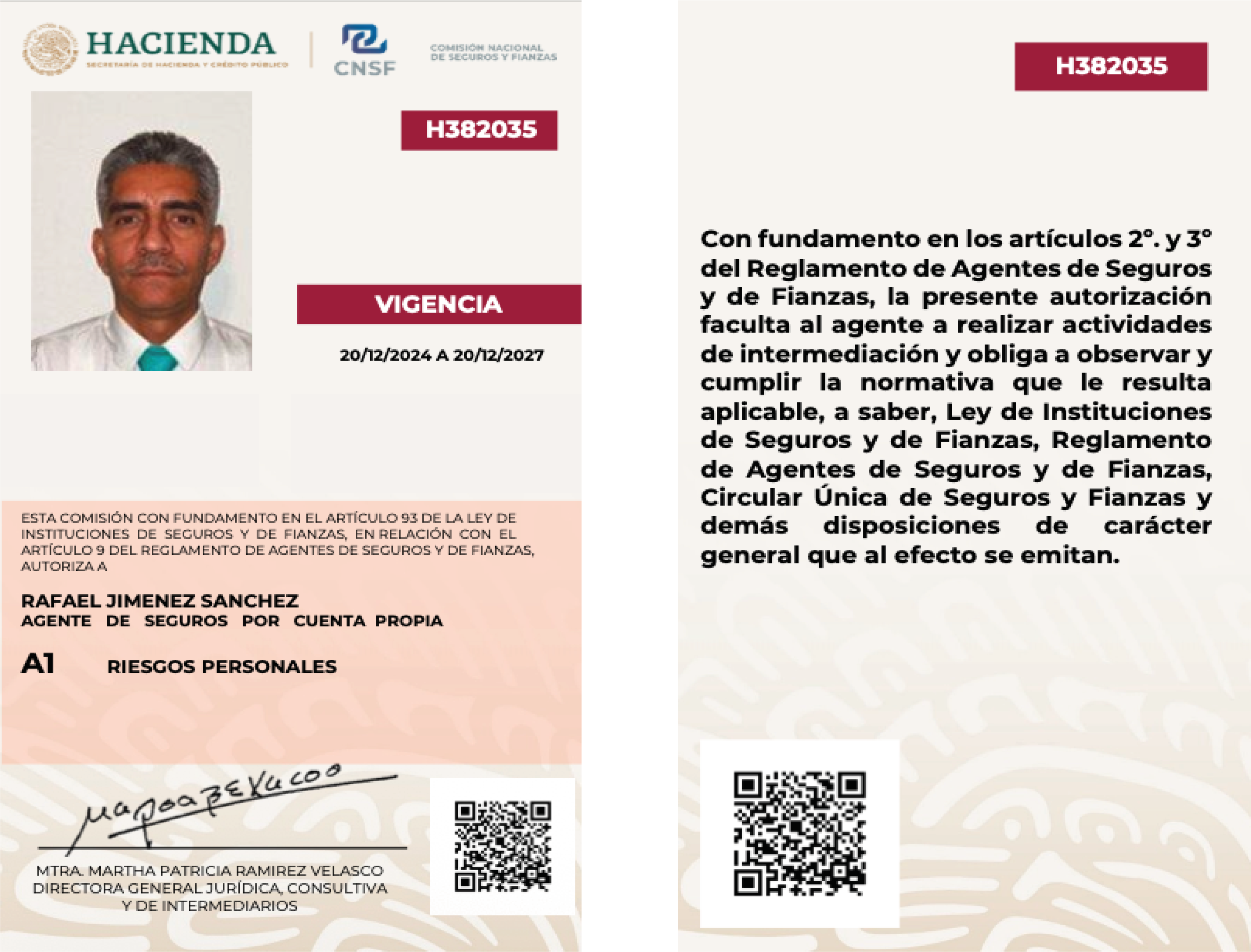 Cédula A1 Agente de Seguros